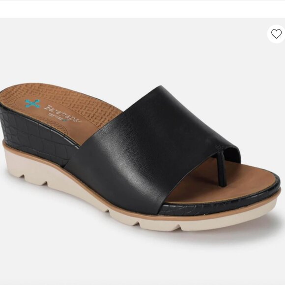BareTraps Shoes - Baretraps black leigha womens faux leather slip on wedge sandals 7M